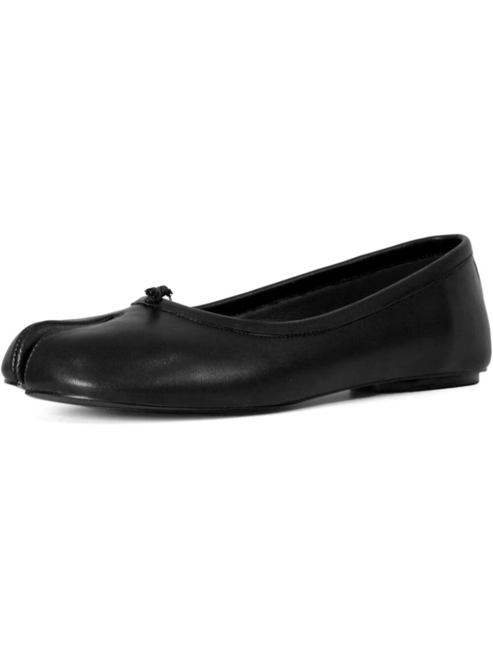 Women's Black Comfort Work Tabi Split Toe Low Heel Casual Ballet Flat Shoes